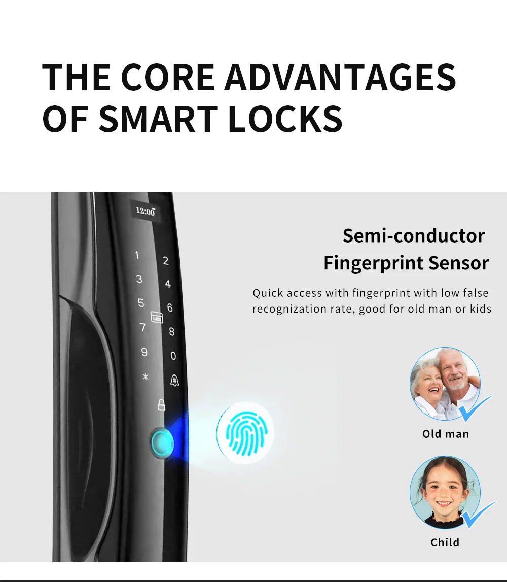 3D Face Recognition Smart Door Lock F13 Camera Auto Close Tuya APP Wi-Fi Record Video