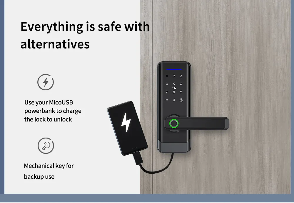 Smart Digital Handle Lock with Fingerprint Password and Tuya Function
