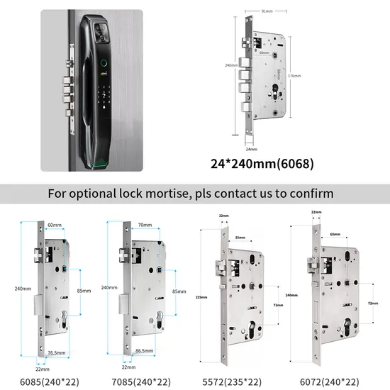 2024 New Product 6085 Mortise Luxury Matt Black Automatic 9 Languages 3D Face Recognition Smart Door Lock