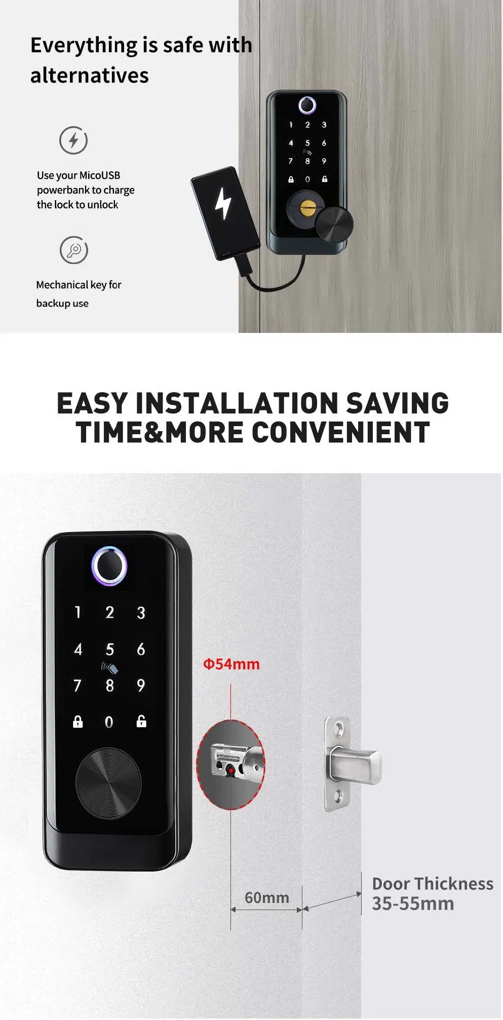 Ttlock APP Remote Control Biometric Fingerprint Password Smart Door Lock
