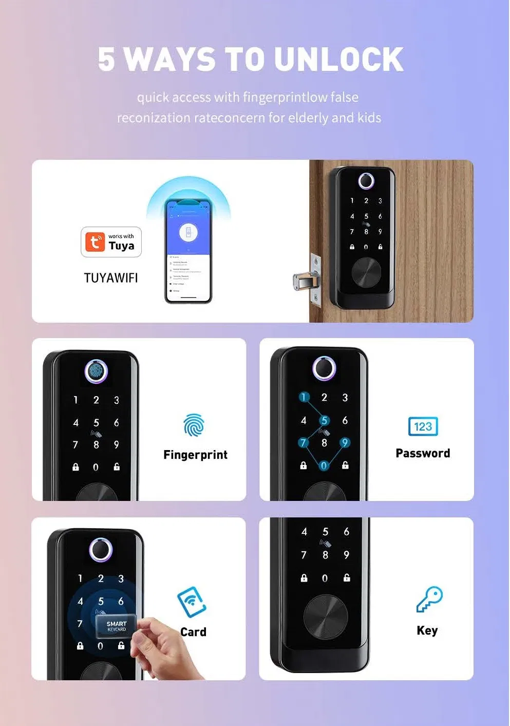 Ttlock APP Remote Control Biometric Fingerprint Password Smart Door Lock