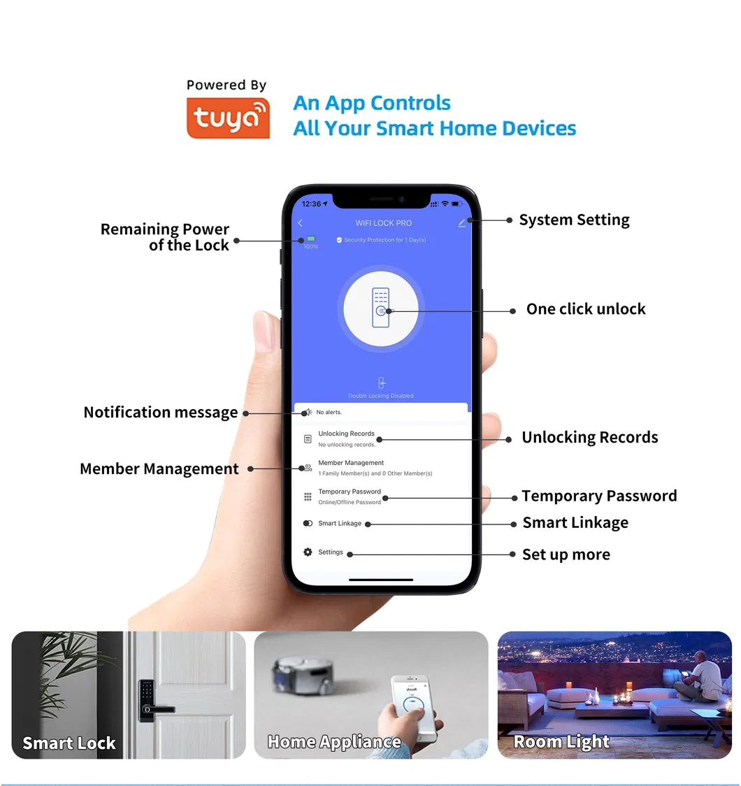 2023 304 Stainless Steel Smart Door Lock with Tuya APP