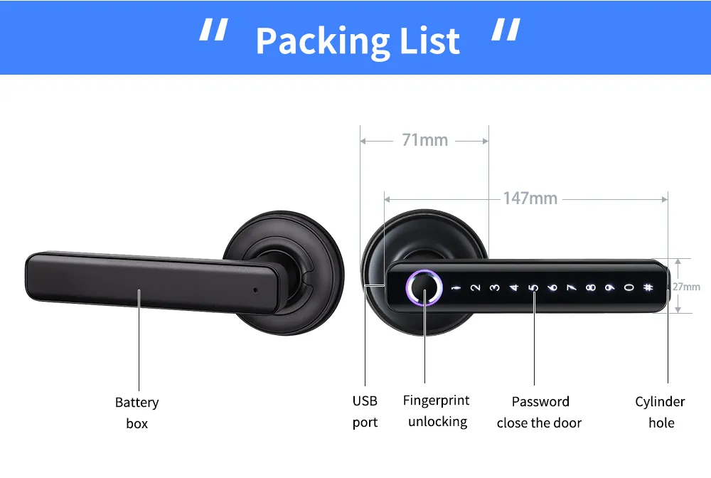 Wireless Key Card RFID Unlock Digital Tt Lock Safe Keyless Electronic Smart Door Fingerprint Handle Lock