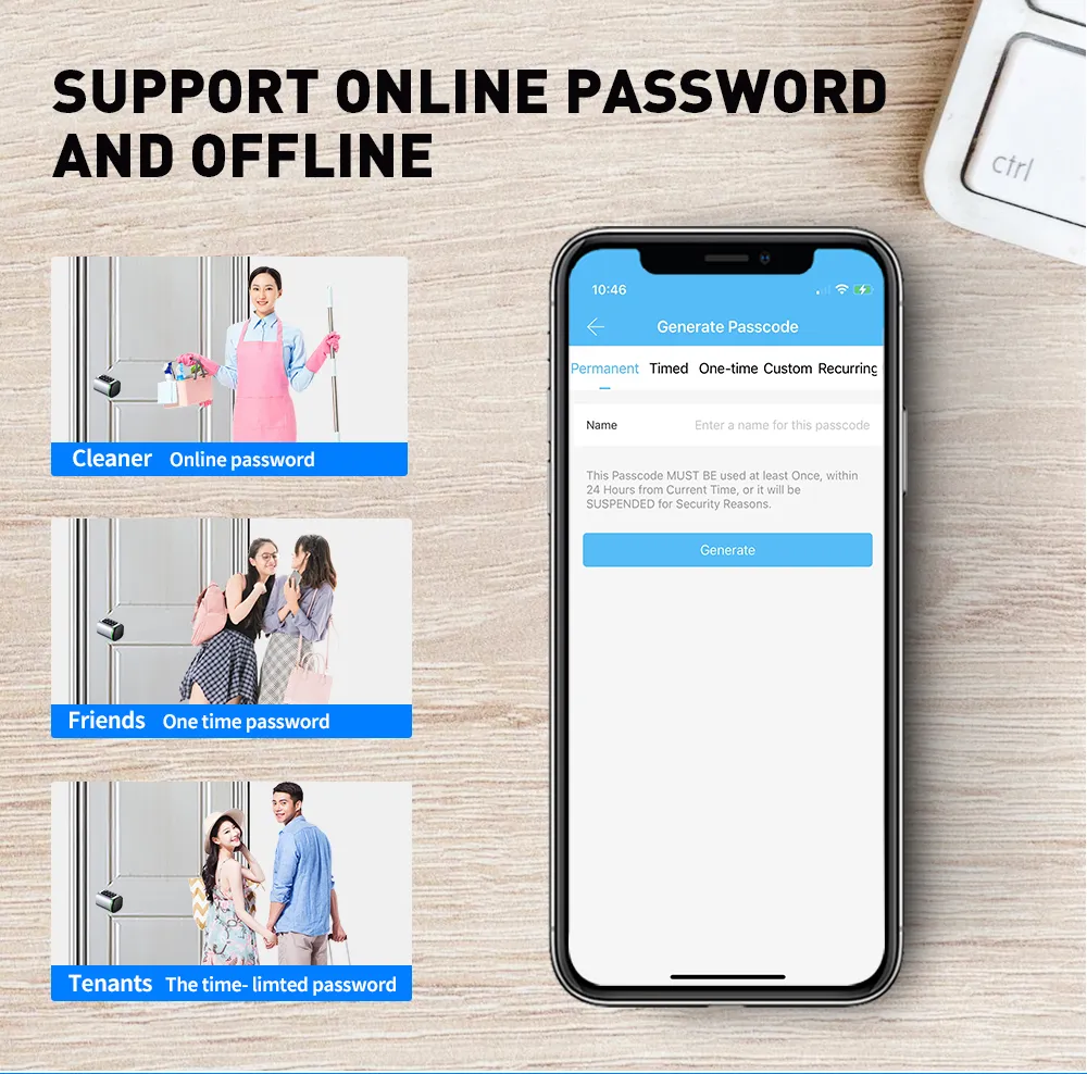 Dual Side Fingerprint Security Rim Lock Smart Lock Ttlock APP