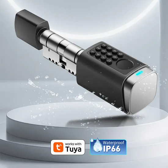 Upgraded IP66 Tuya APP Fingerprint Password Smart Cylinder Lock