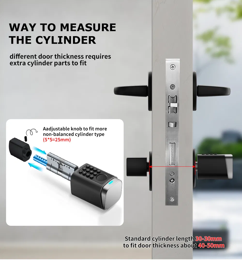 Upgraded IP66 Tuya APP Fingerprint Password Smart Cylinder Lock