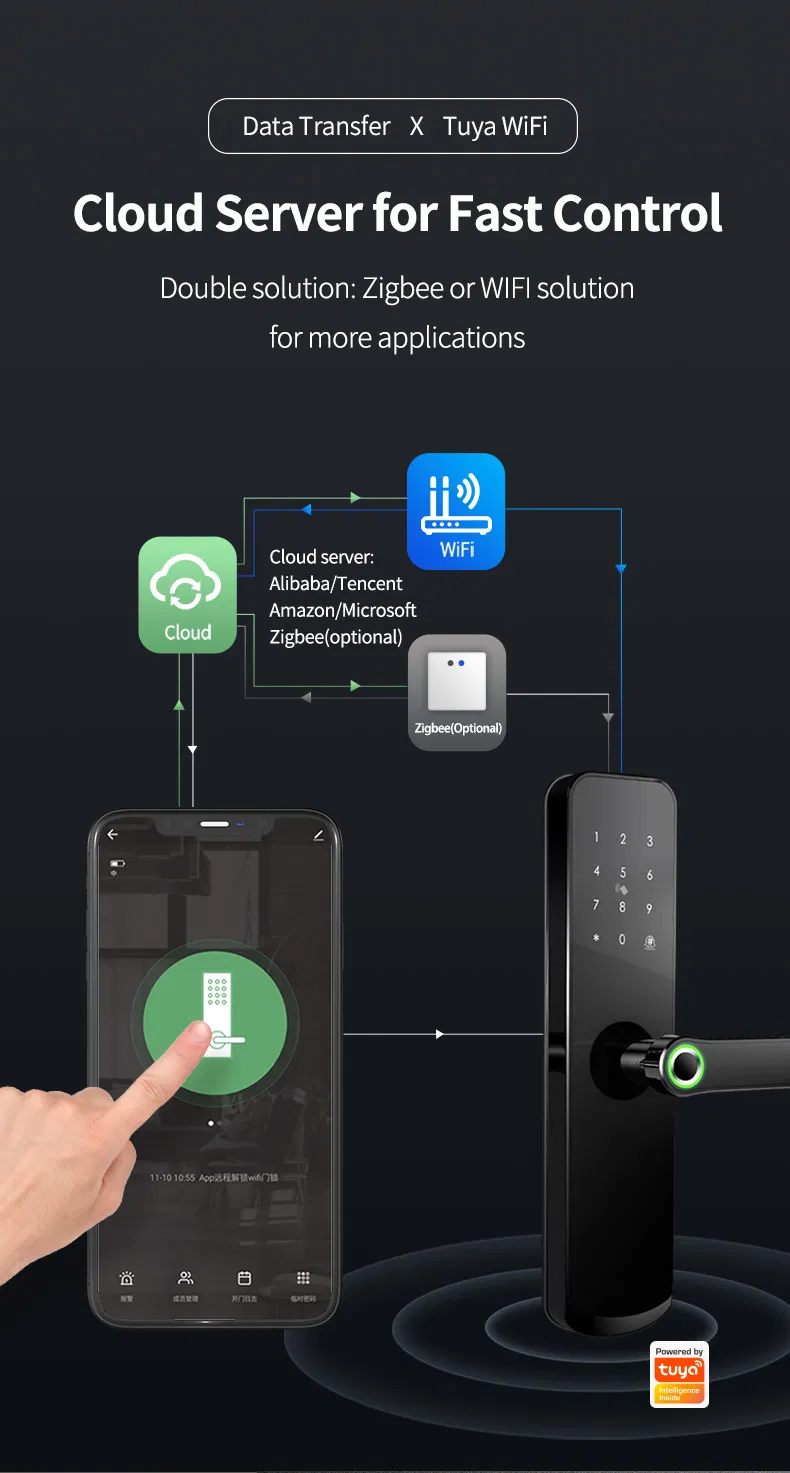 Biometric Updated Stock Elegent Door Gate Tuya WiFi Smart Lock