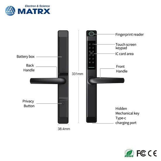 Glass Door and Wooden Door Pull Handle Electronic Security Lock Ttlock Smart Door Lock