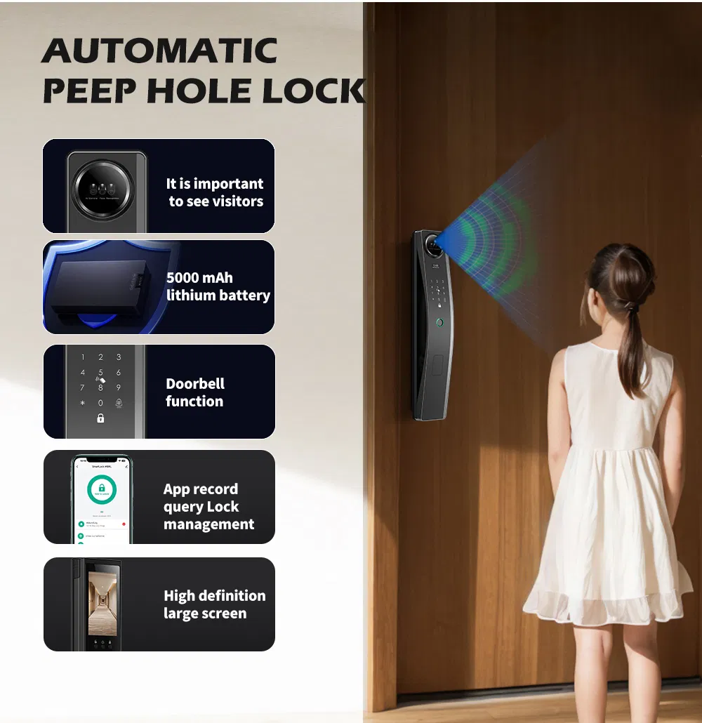 New Design Tuya Electronic Digital Sliding Handle Smart Door Lock with Camera