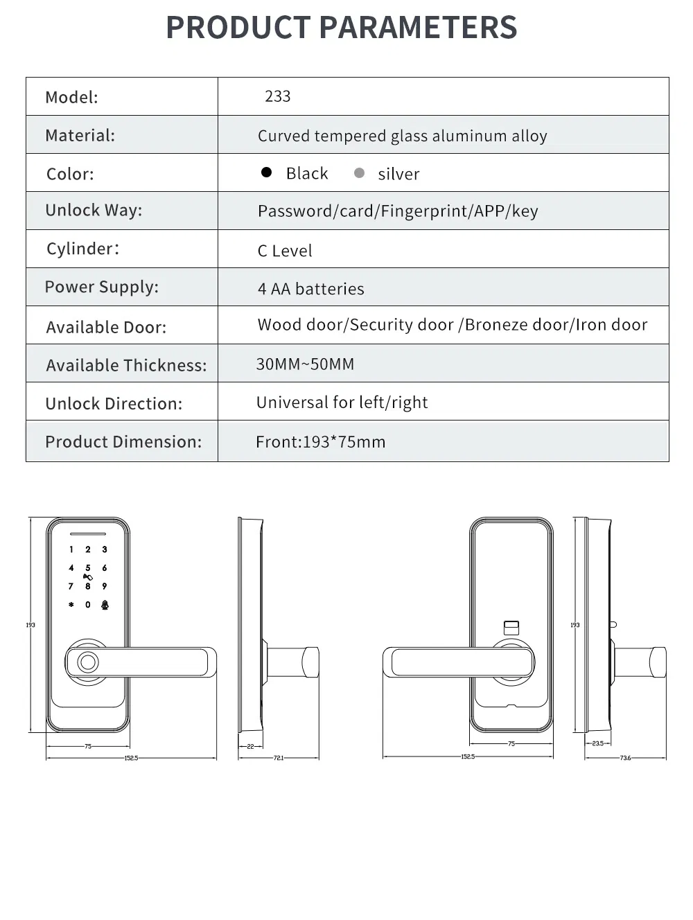 Hot Sale Ttlock APP Remote Control Fingerprint Door Lock