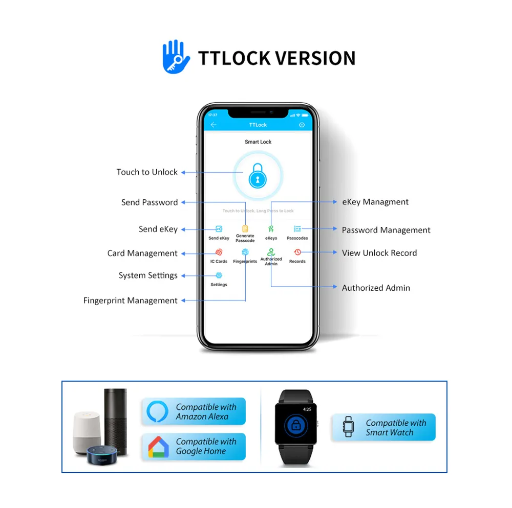 Hot Sale Ttlock APP Remote Control Fingerprint Door Lock