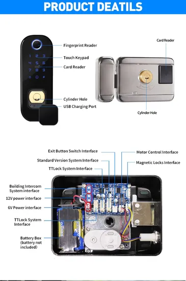 Tuya APP Fingerprint Digital Password Door Lock