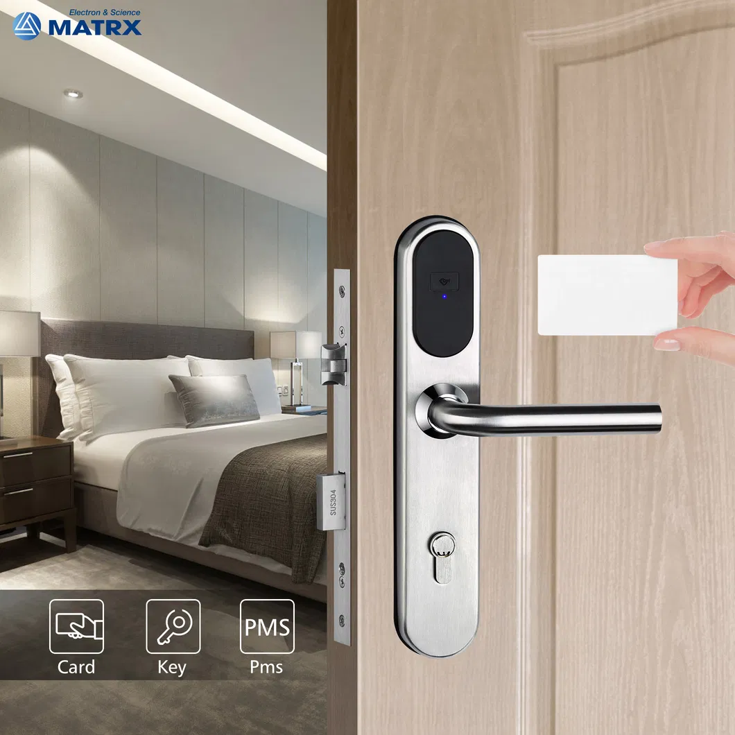 304#Stainless Steel Door Lock Hotel Security Smart RFID Card Door Lock