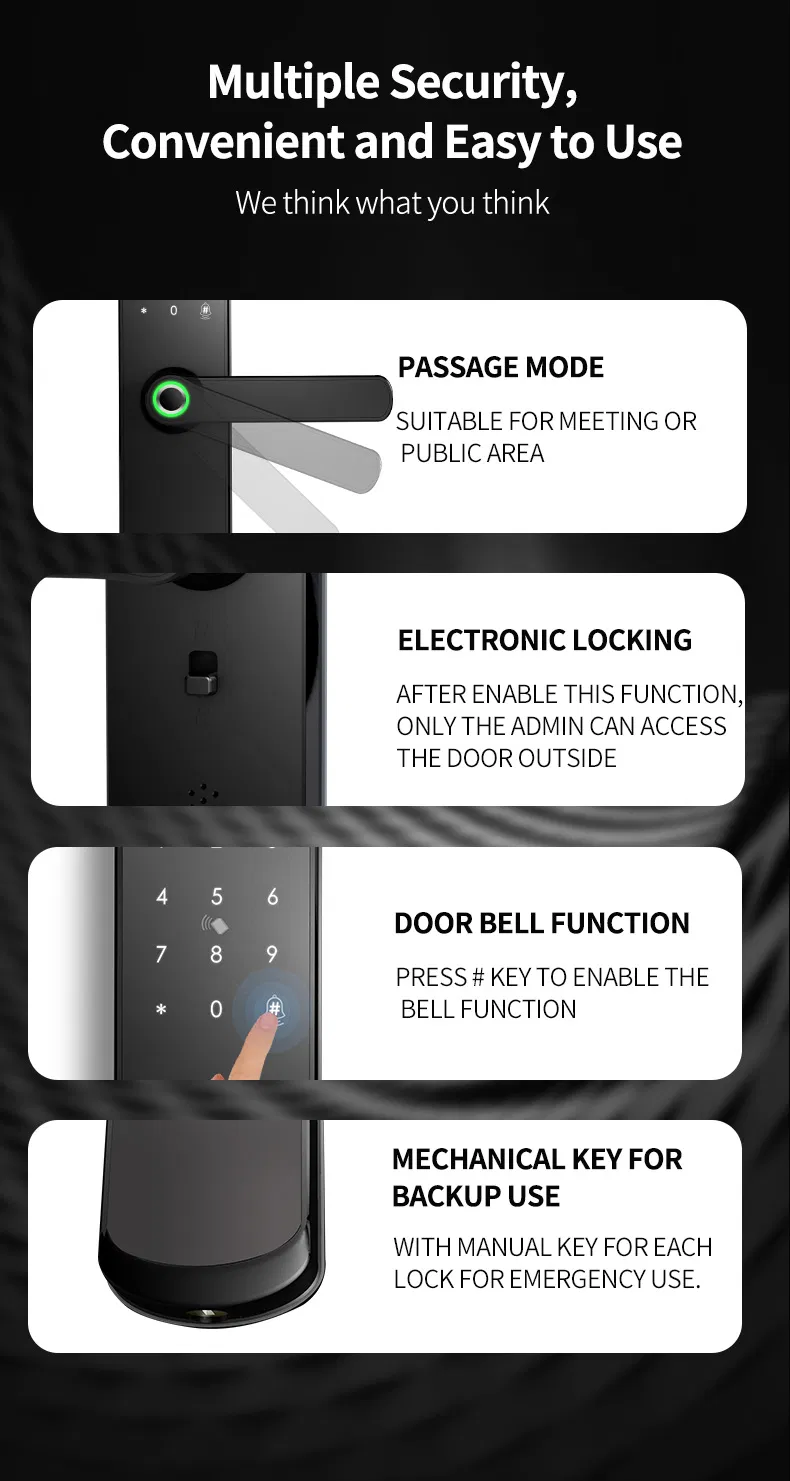 Hot Selling Biometric Waterproof Home Main Gate Digital Door Tuya Lock
