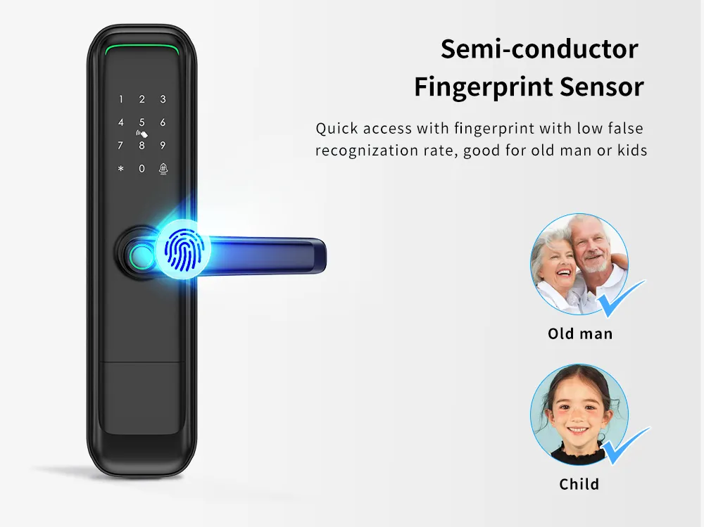 Tuya Smart Lock Fingerprint Door Lock with Touch Screen Password Electronic Locks for Hotel
