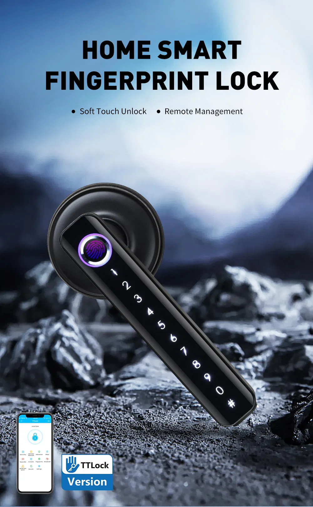 Wireless Key Card RFID Unlock Digital Tt Lock Safe Keyless Electronic Smart Door Fingerprint Handle Lock