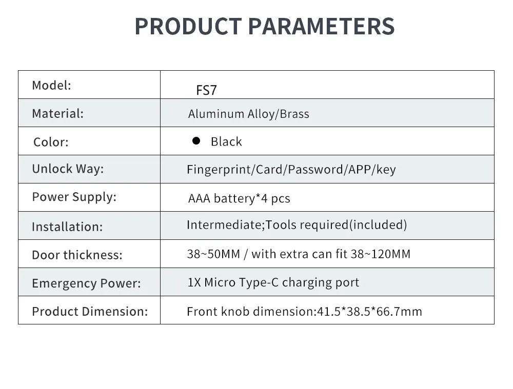 Upgraded IP66 Tuya APP Fingerprint Password Smart Cylinder Lock