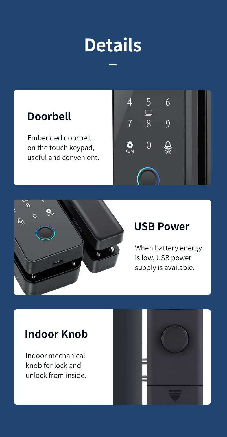 Tuya - System Smart Glass Door Lock with Password and Fingerprint Unlocking Functions