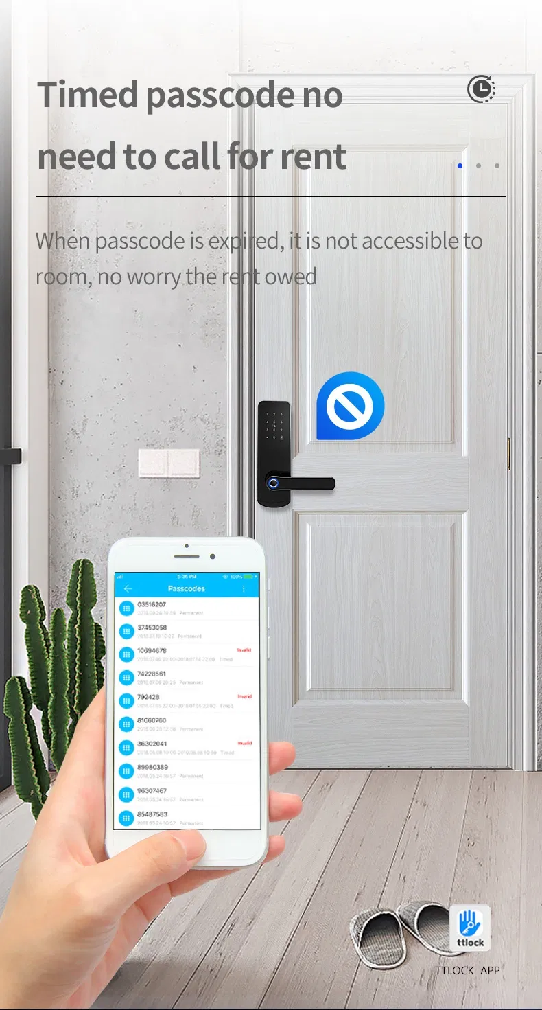 Door Handle Wireless Biometric Fingerprint Digital Cylinder WiFi Smart Door Locks
