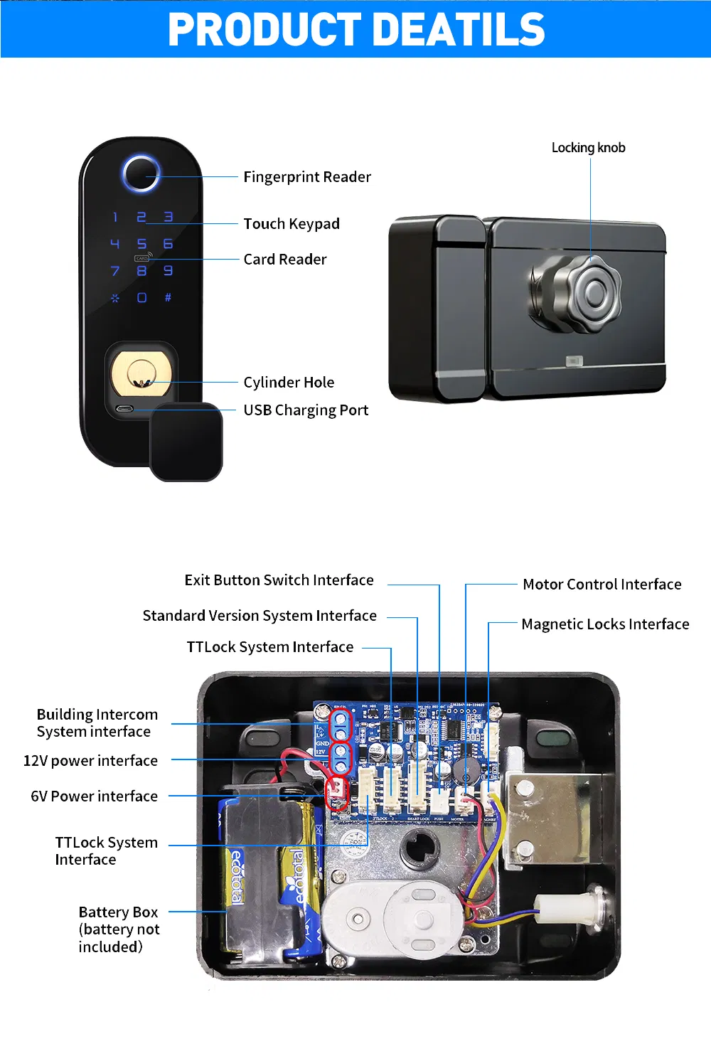 Intelligent Rental Apartment Waterproof Ttlock Tuya Optional Security Rim Lock
