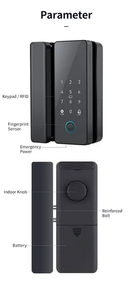 Tuya - System Smart Glass Door Lock with Password and Fingerprint Unlocking Functions