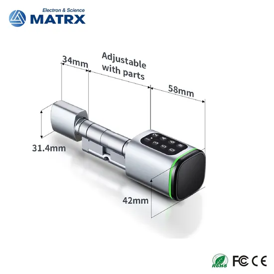 Tuya APP Adjustable Cylinder Size Waterproof Smart Cylinder Lock