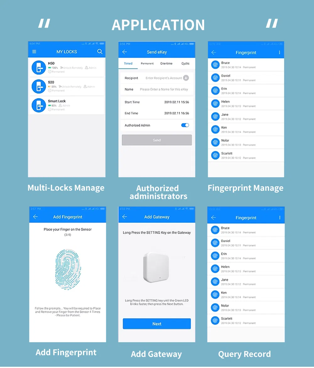Hot Sale Ttlock APP Remote Control Fingerprint Door Lock