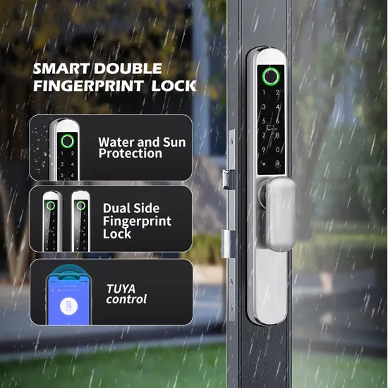 IP65 Double-Sided Fingerprint Stainless Steel Smart Lock with Tuya System
