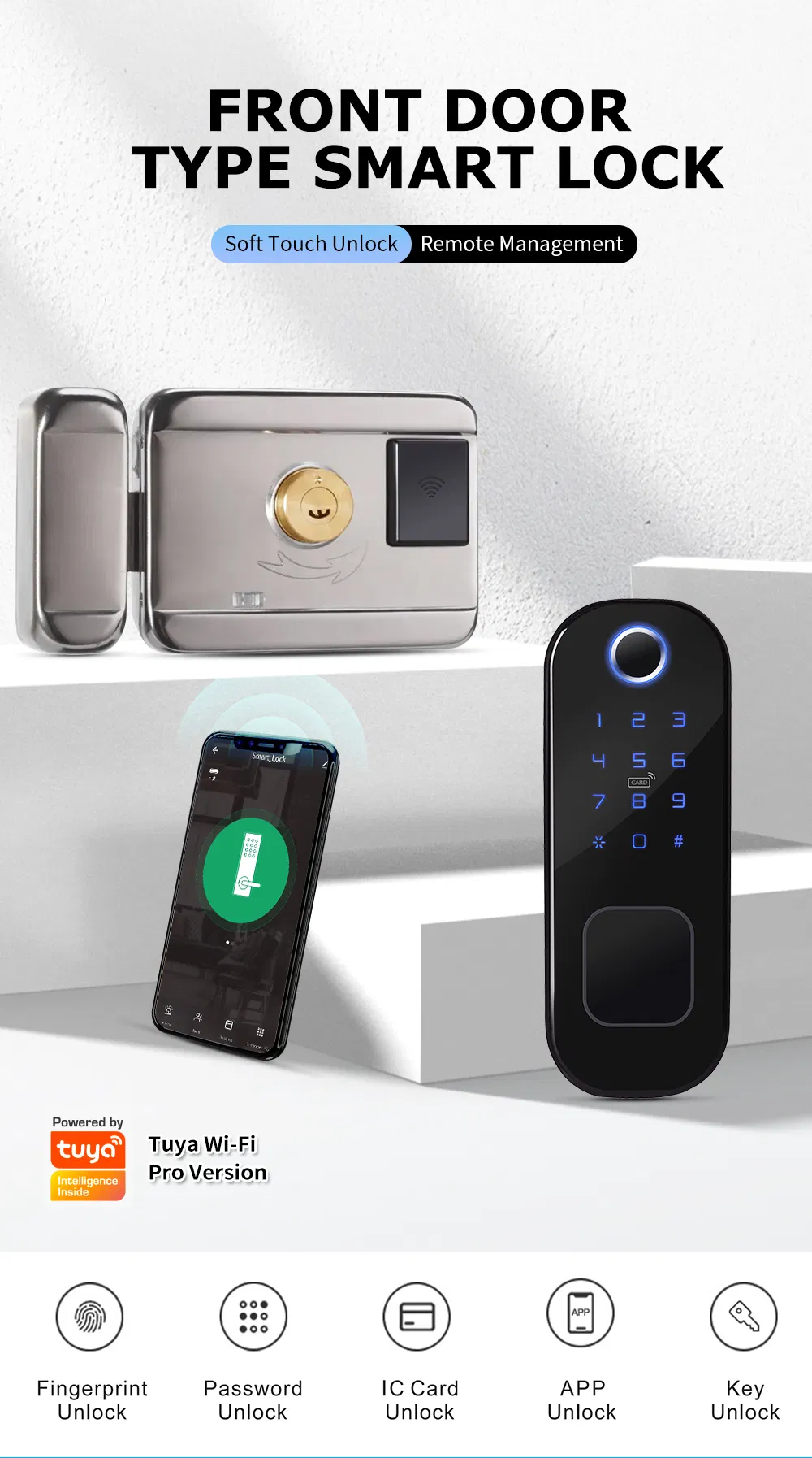 Tuya APP Fingerprint Digital Password Door Lock