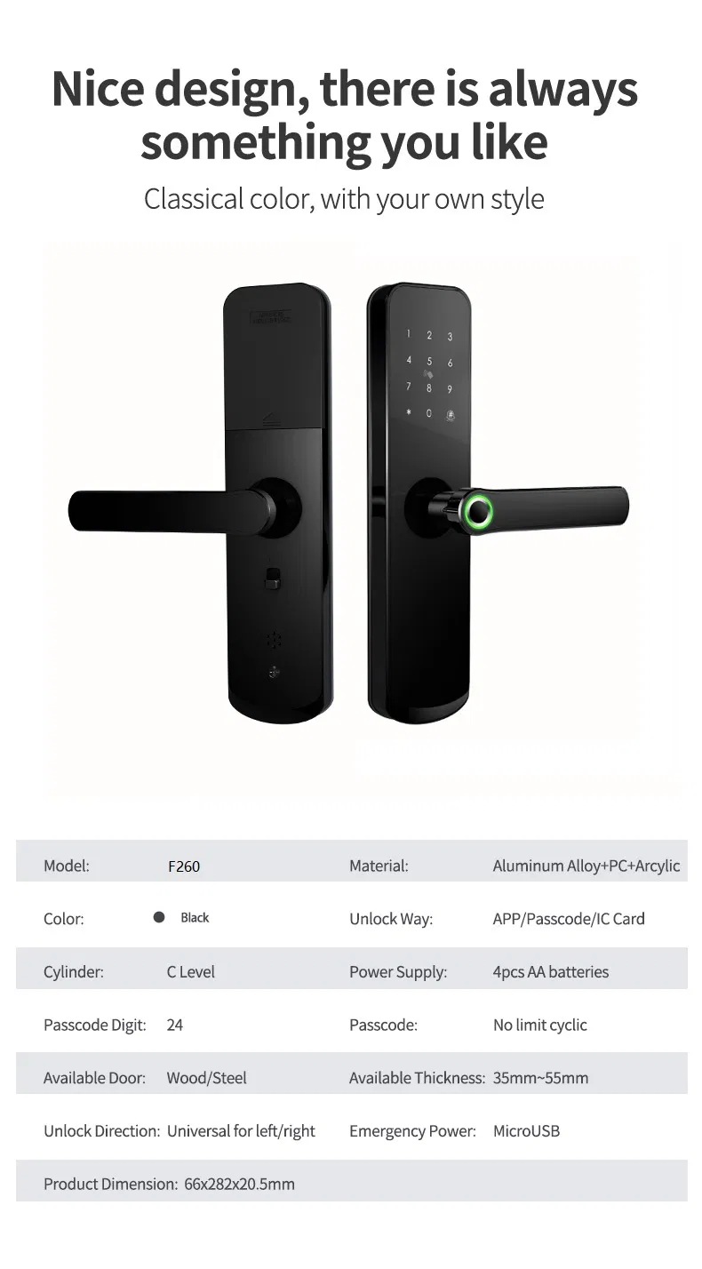 Hot Selling Biometric Waterproof Home Main Gate Digital Door Tuya Lock