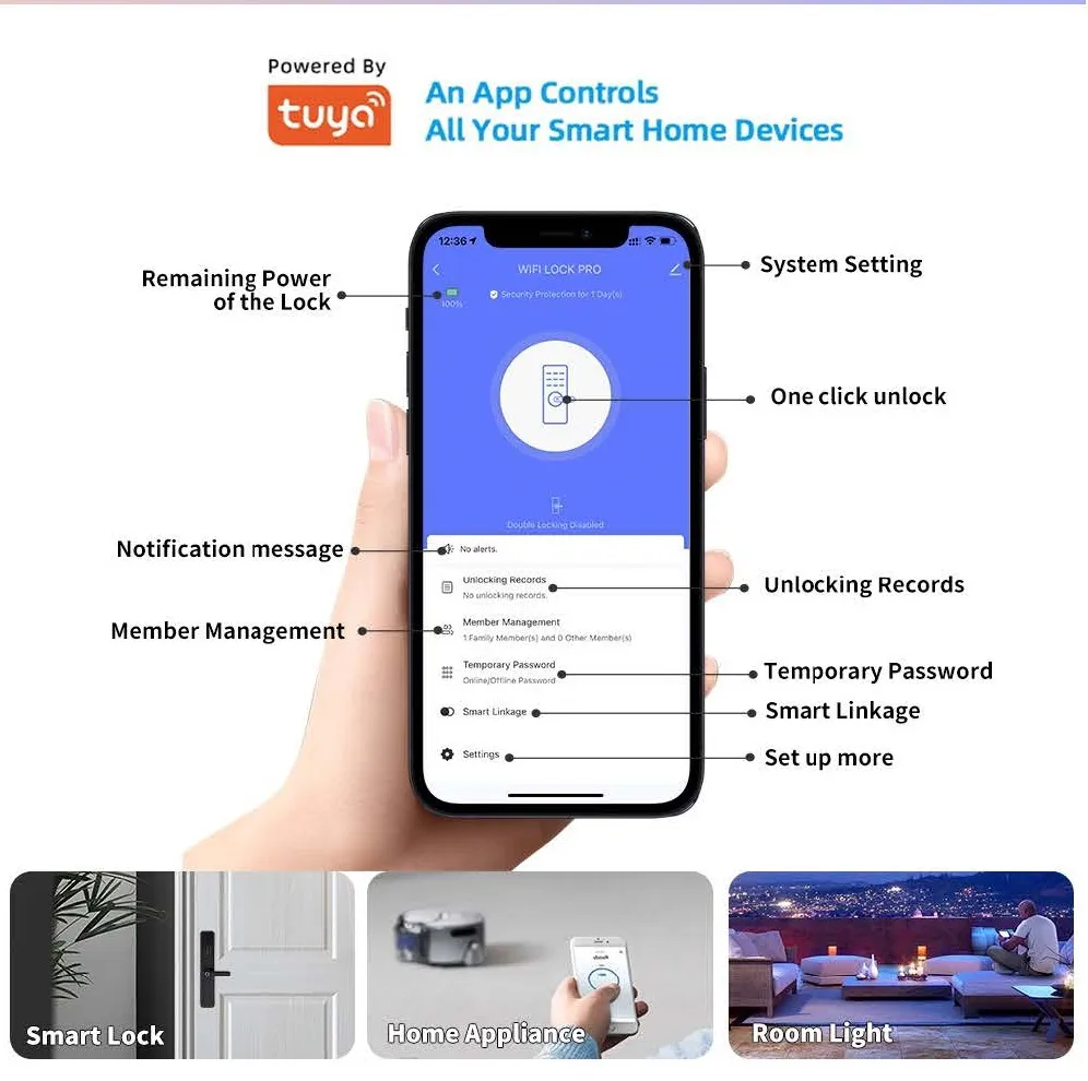 Ttlock APP Remote Control Biometric Fingerprint Password Smart Door Lock