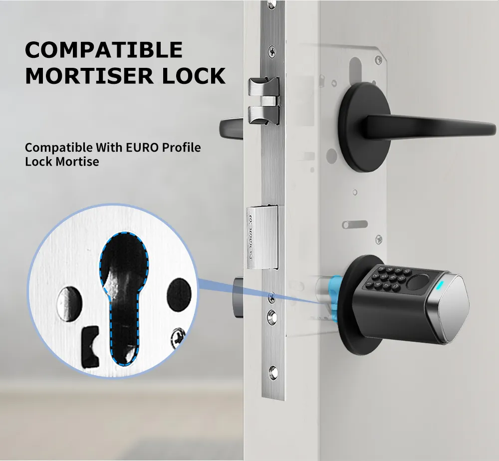 Upgraded IP66 Tuya APP Fingerprint Password Smart Cylinder Lock