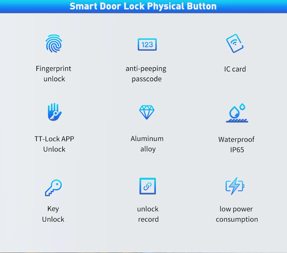Glass Door and Wooden Door Pull Handle Electronic Security Lock Ttlock Smart Door Lock