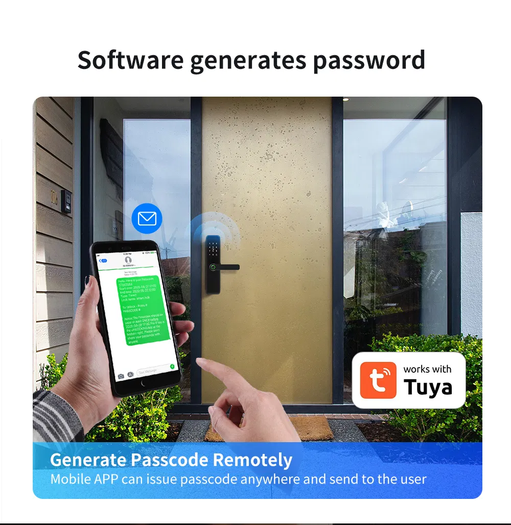 WiFi Fingerprint Handle Door Lock Long Distance Control Electronic Tuya APP