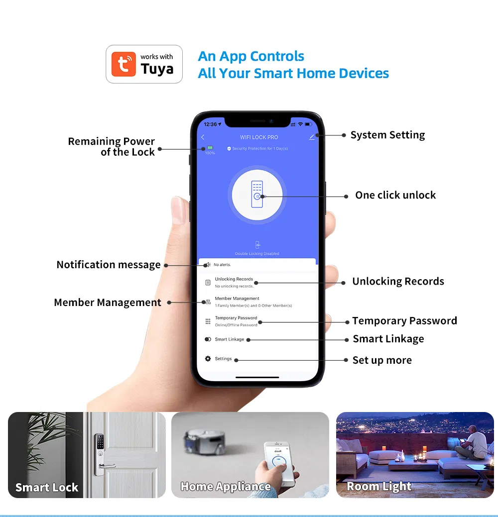 New Product Tuya - System Smart Lock with Waterproof and Fire - Proof Certifications