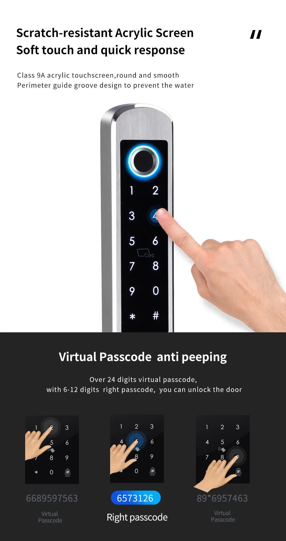 Waterproof Stainless Steel 304 Fingerprint Password Keyless Entry Tuya Samrt Lock
