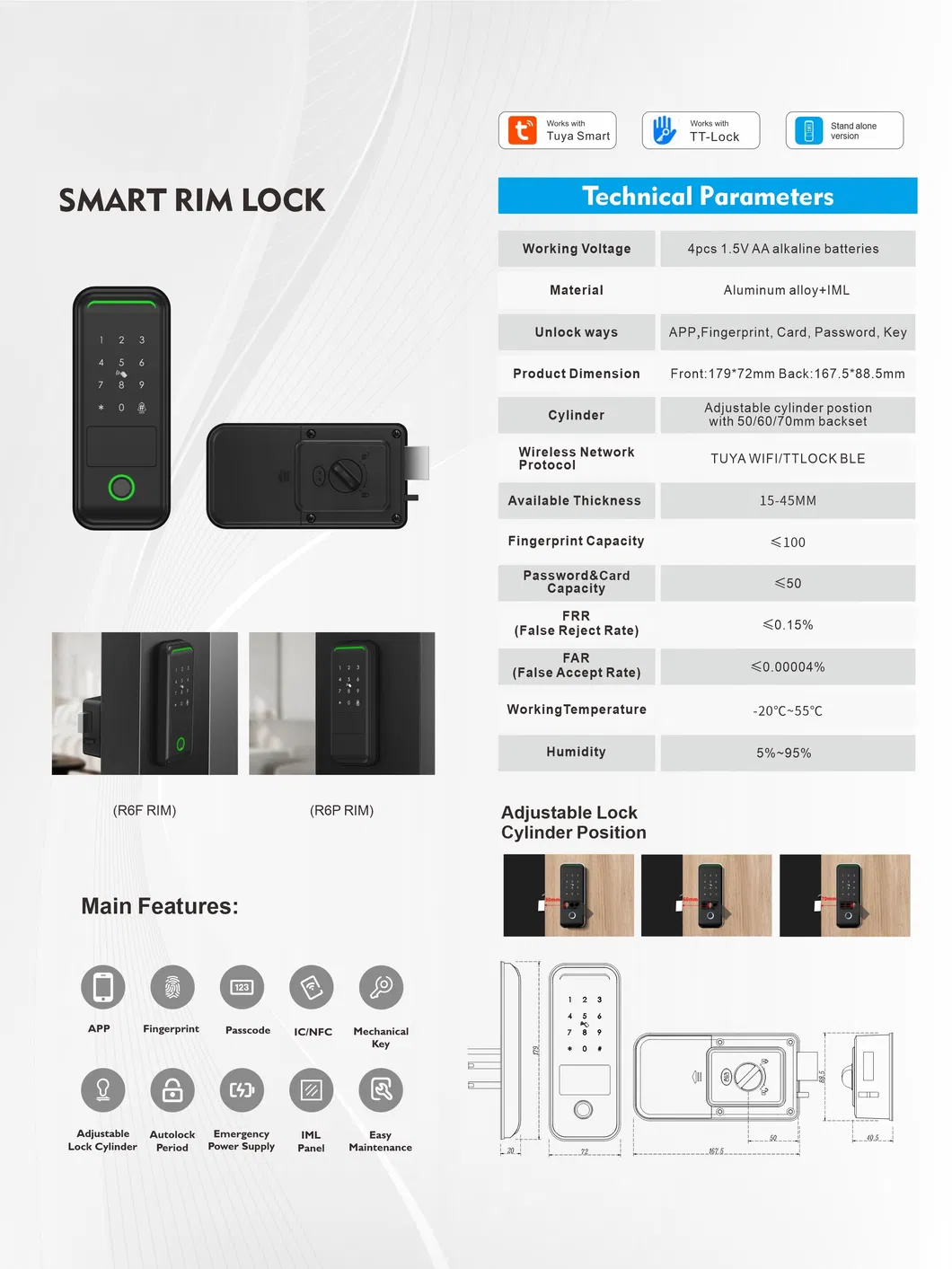 2024 New Design Tuya Rim Lock