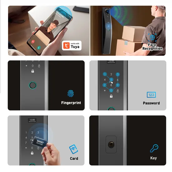 New Design Tuya Electronic Digital Sliding Handle Smart Door Lock with Camera
