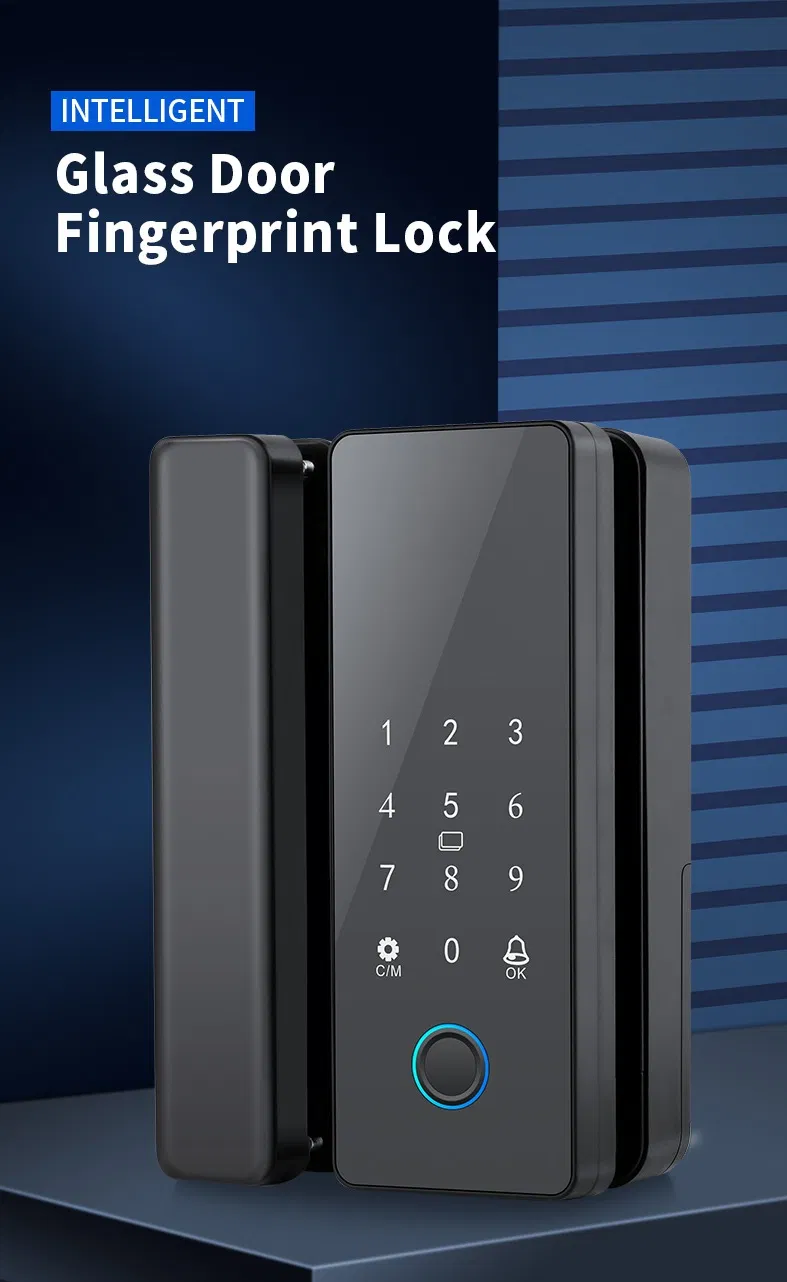 Tuya - System Smart Glass Door Lock with Password and Fingerprint Unlocking Functions