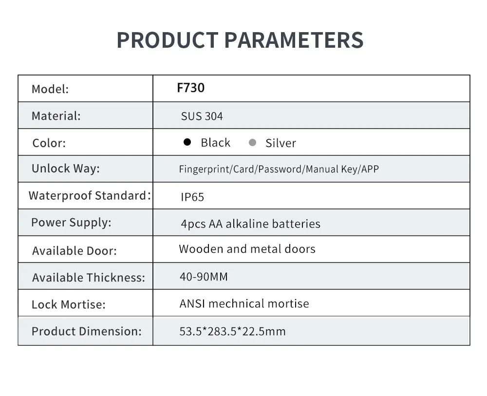 New Product Tuya - System Smart Lock with Waterproof and Fire - Proof Certifications