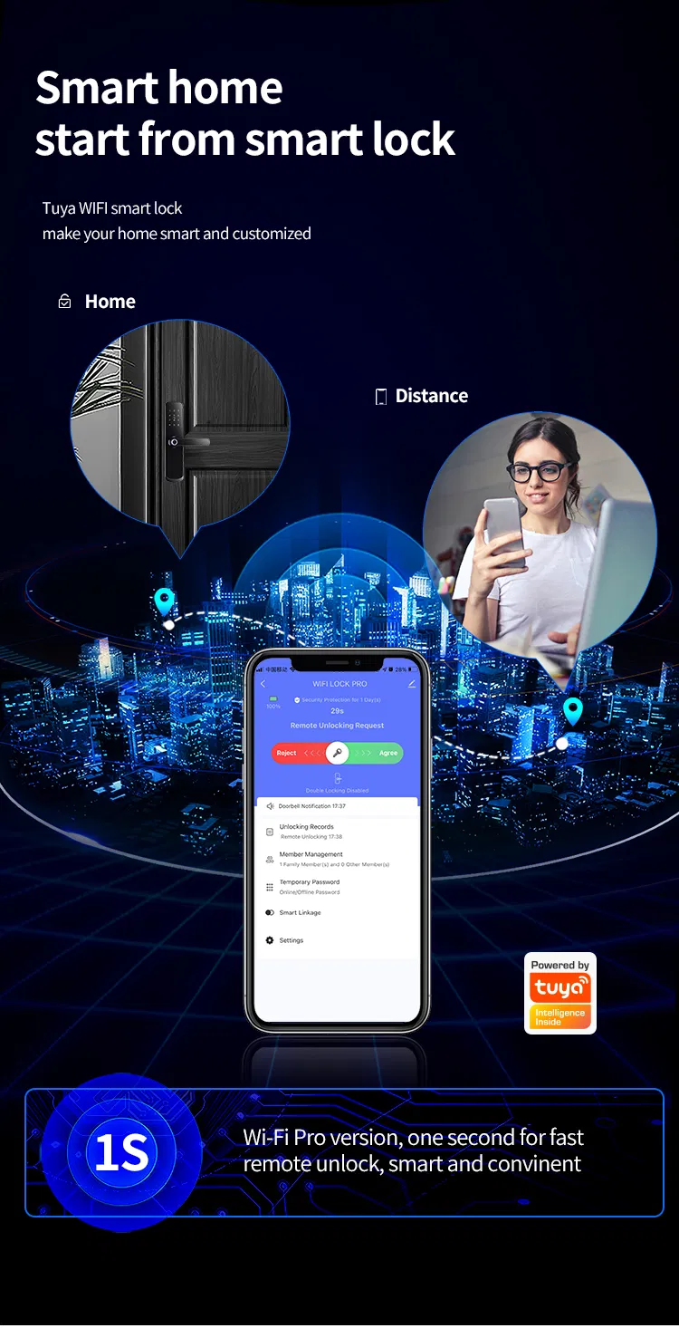 Biometric Updated Stock Elegent Door Gate Tuya WiFi Smart Lock