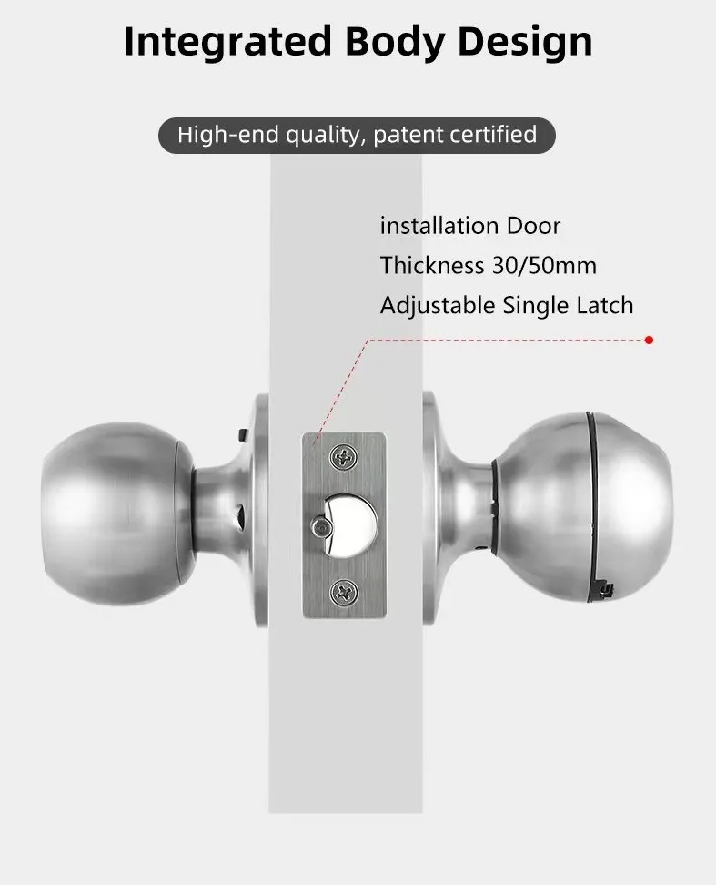 2025 New Model Tuya APP Fingerprint Digital Round Knob Ball Door Lock