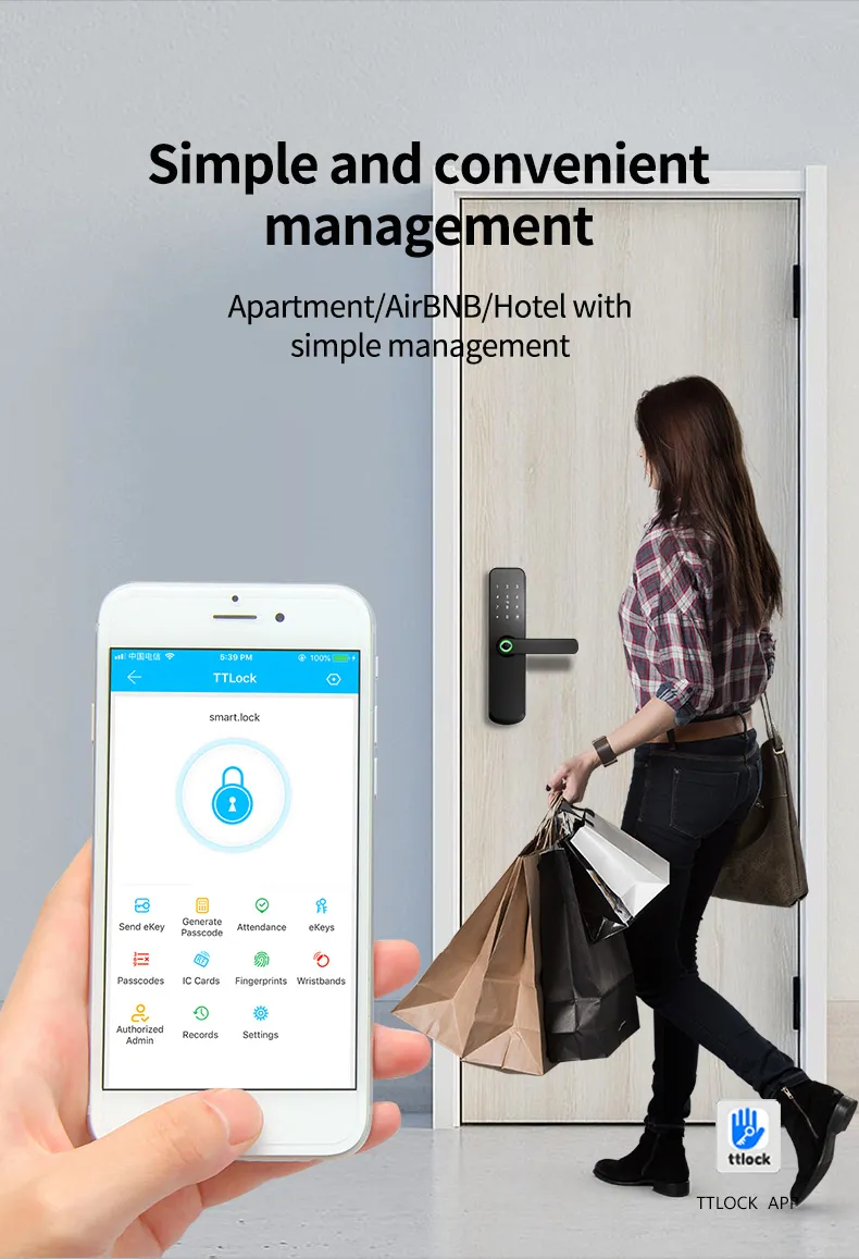 Hot Selling Biometric Waterproof Home Main Gate Digital Door Tuya Lock