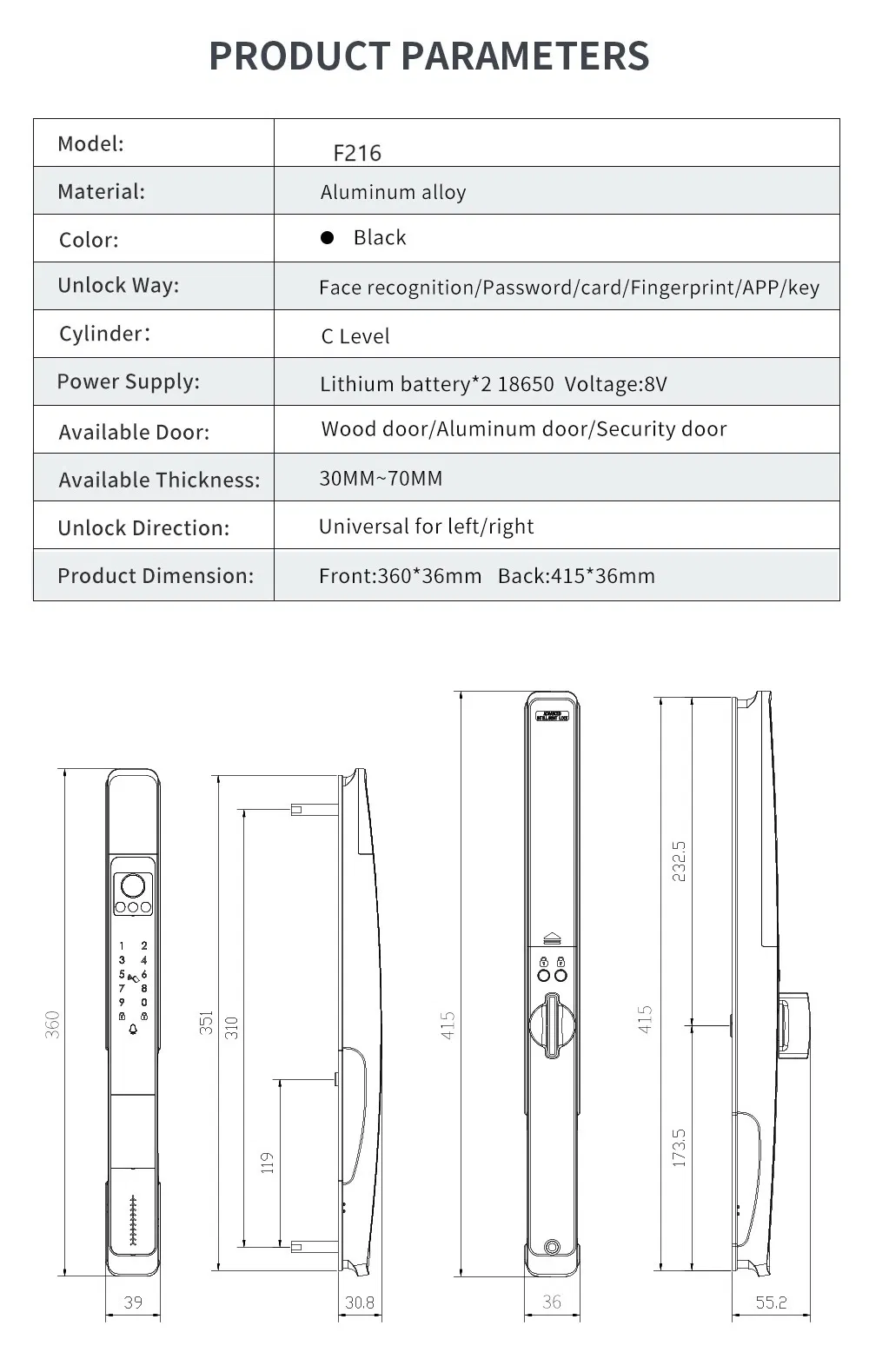 2024 New Product 3D Face Recognition Cat's Eye Camera Fingerprint Video Calling Remote Visual Intercom Smart Door Lock