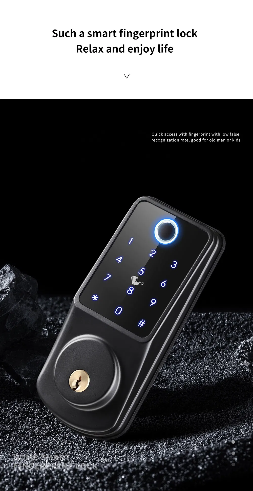 Electronic Fingerprint WiFi Tuya Code RFID Card Smart Door Lock