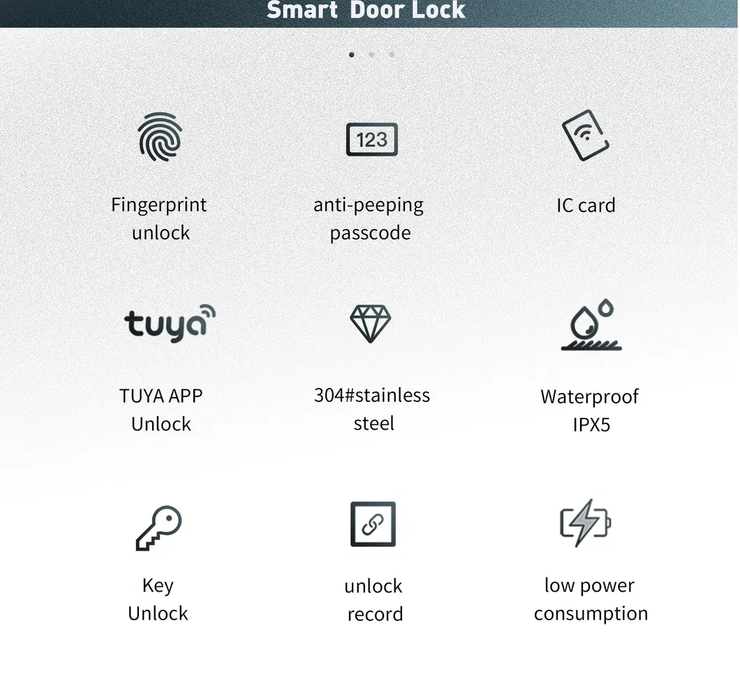 2023 304 Stainless Steel Smart Door Lock with Tuya APP