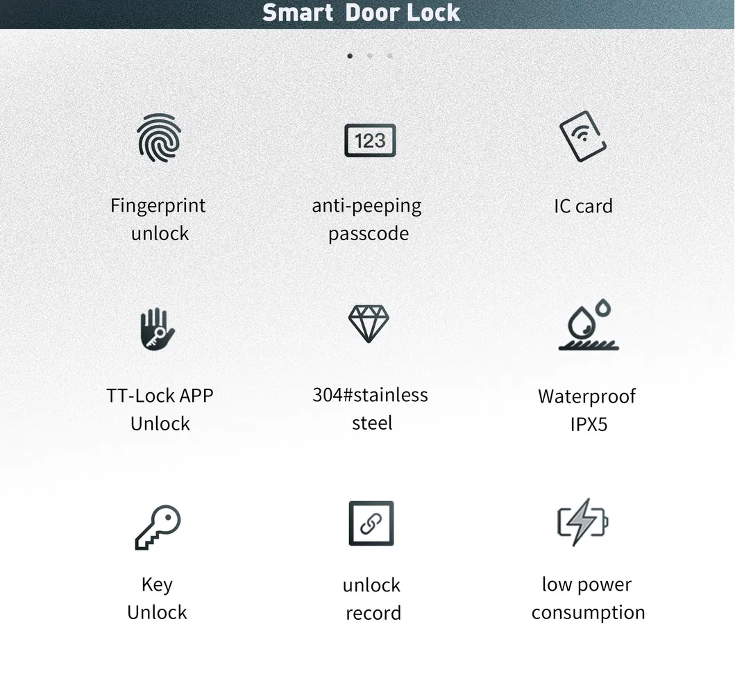 2023 304 Stainless Steel Smart Door Lock with Ttlock APP