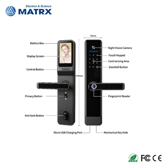Fingerprint Tuya Smart Digital Electronic Door Lock with Built-in Camera