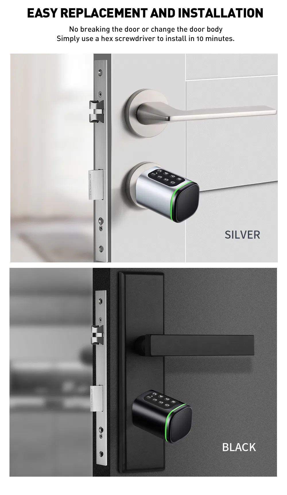 Smart Cylinder with Ttlock APP Adjustable Cylinder Size Electronic Password Smart Lock