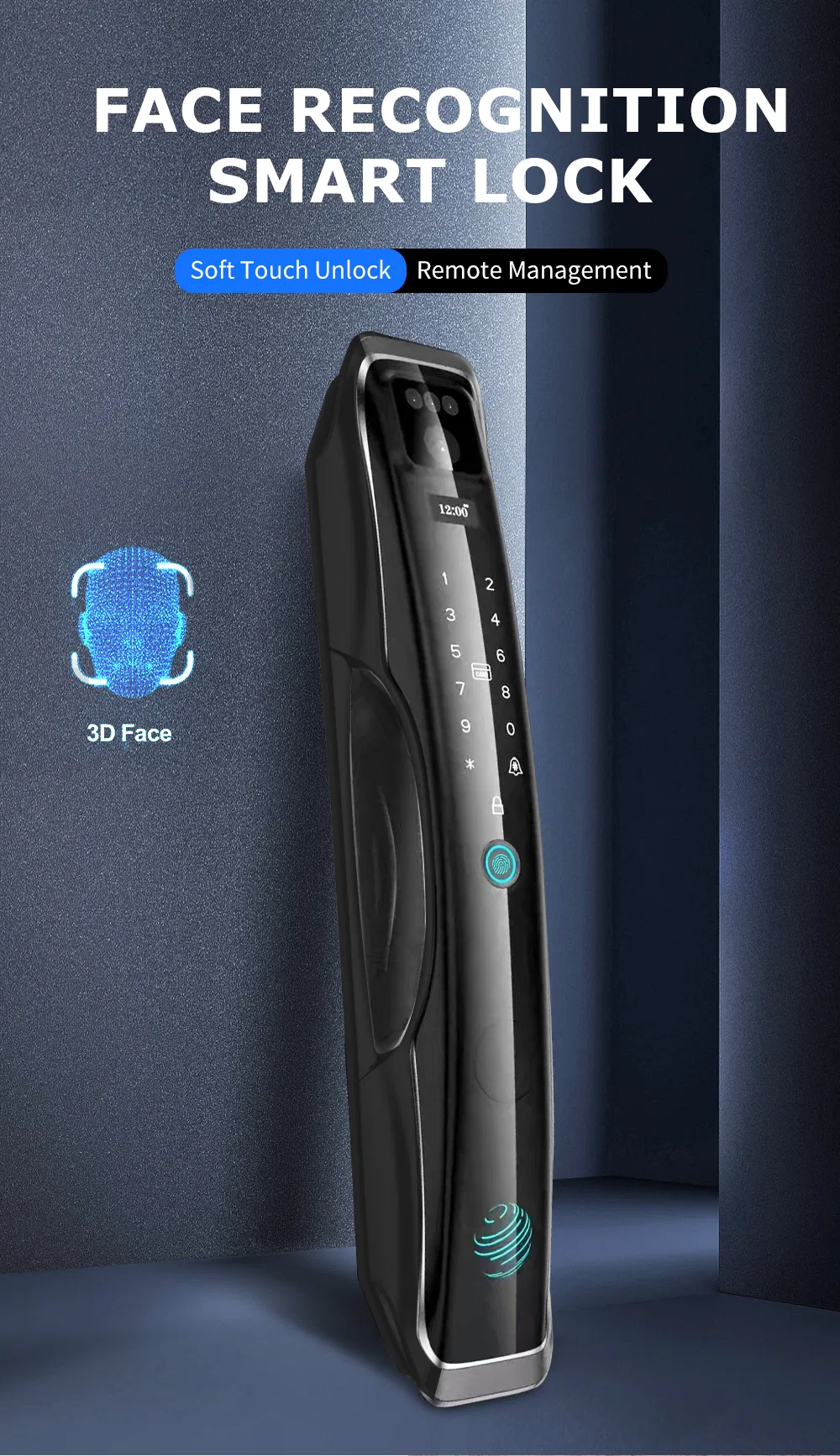 3D Face Recognition Smart Door Lock F13 Camera Auto Close Tuya APP Wi-Fi Record Video